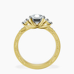 10kt Yellow Gold Valencia Three Stone Vintage Lab Diamond Ring side right image one