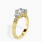 10kt Yellow Gold Valencia Three Stone Vintage Lab Diamond Ring standing product image one