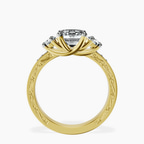 10kt Yellow Gold Valencia Three Stone Vintage Lab Diamond Ring side right image one