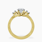 10kt Yellow Gold Valencia Three Stone Vintage Lab Diamond Ring side right image one