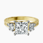 10kt Yellow Gold Valencia Three Stone Vintage Lab Diamond Ring front image