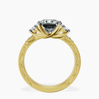 10kt Yellow Gold Valencia Three Stone Vintage Lab Diamond Ring side right image one