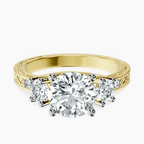 14kt Yellow Gold Valencia Three Stone Vintage Lab Diamond Ring front image