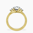 14kt Yellow Gold Valencia Three Stone Vintage Lab Diamond Ring side right image one
