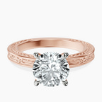 14ct Rose Gold Ivory Vintage Solitaire Lab Diamond Ring front image