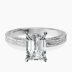 Platinum Ivory Vintage Solitaire Lab Diamond Ring front image