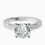 9ct White Gold Ivory Vintage Solitaire Lab Diamond Ring front image