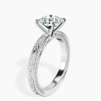 9ct White Gold Ivory Vintage Solitaire Lab Diamond Ring standing product image one