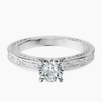 10kt White Gold Ivory Vintage Solitaire Lab Diamond Ring front image