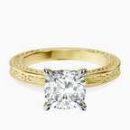 18ct Yellow Gold Ivory Vintage Solitaire Lab Diamond Ring front image