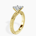 18ct Yellow Gold Ivory Vintage Solitaire Lab Diamond Ring standing product image one