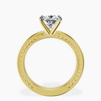 18ct Yellow Gold Ivory Vintage Solitaire Lab Diamond Ring side right image one