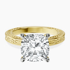 14kt Yellow Gold Ivory Vintage Solitaire Lab Diamond Ring front image