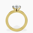 14kt Yellow Gold Ivory Vintage Solitaire Lab Diamond Ring side right image one