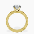 14kt Yellow Gold Ivory Vintage Solitaire Lab Diamond Ring side right image one