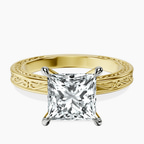 14kt Yellow Gold Ivory Vintage Solitaire Lab Diamond Ring front image