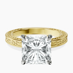 18kt Yellow Gold Ivory Vintage Solitaire Lab Diamond Ring front image
