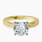18ct Yellow Gold Ivory Vintage Solitaire Lab Diamond Ring front image