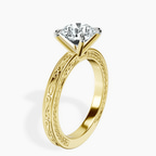 18ct Yellow Gold Ivory Vintage Solitaire Lab Diamond Ring standing product image one