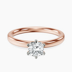 14kt Rose Gold Six Prong Solitaire 2mm Lab Diamond Ring front image