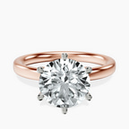 14kt Rose Gold Six Prong Solitaire 2mm Lab Diamond Ring front image