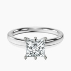 18kt White Gold Six Prong Solitaire 2mm Lab Diamond Ring front image