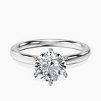 18kt White Gold Six Prong Solitaire 2mm Lab Diamond Ring front image
