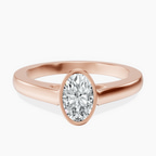 14kt Rose Gold Bezel Set Solitaire Lab Diamond Ring front image