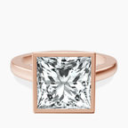 14kt Rose Gold Bezel Set Solitaire Lab Diamond Ring front image