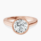 9ct Rose Gold Bezel Set Solitaire Lab Diamond Ring front image