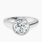 14ct White Gold Bezel Set Solitaire Lab Diamond Ring front image