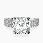 Platinum Tosca Secret Halo Double Band Lab Diamond Ring front image