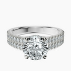 18ct White Gold Tosca Secret Halo Double Band Lab Diamond Ring front image