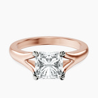 14kt Rose Gold Cathedral Split Shank Solitaire Lab Diamond Ring front image