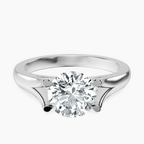10kt White Gold Cathedral Split Shank Solitaire Lab Diamond Ring front image