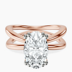 18kt Rose Gold Stella Criss Cross Solitaire Lab Diamond Ring front image