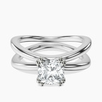 Platinum Stella Criss Cross Solitaire Lab Diamond Ring front image