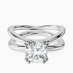 Platinum Stella Criss Cross Solitaire Lab Diamond Ring front image