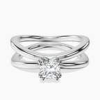 Platinum Stella Criss Cross Solitaire Lab Diamond Ring front image
