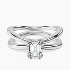 Platinum Stella Criss Cross Solitaire Lab Diamond Ring front image