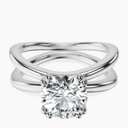 18ct White Gold Stella Criss Cross Solitaire Lab Diamond Ring front image