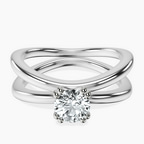 10kt White Gold Stella Criss Cross Solitaire Lab Diamond Ring front image