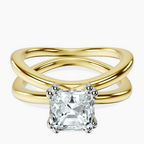 18ct Yellow Gold Stella Criss Cross Solitaire Lab Diamond Ring front image