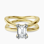 18kt Yellow Gold Stella Criss Cross Solitaire Lab Diamond Ring front image