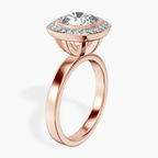 1.49 ct. cushion Upturned Dome Halo Ring in 10kt rose gold standing product image one