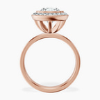 1.49 ct. cushion Upturned Dome Halo Ring in 10kt rose gold side right image one