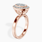2.99 ct. oval Upturned Dome Halo Ring in 10kt rose gold standing product image one