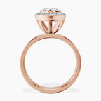 2.99 ct. oval Upturned Dome Halo Ring in 10kt rose gold side right image one