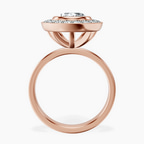 2.59 ct. pear Upturned Dome Halo Ring in 18kt rose gold side right image one