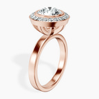 14kt Rose Gold Upturned Dome Bezel Halo Lab Diamond Ring standing product image one